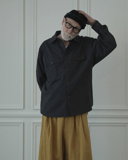 Layered Design Dress Military Shirt.
