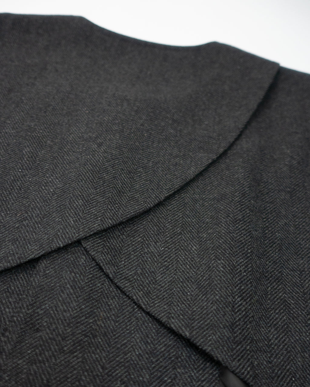 Wool Blend Tweed Back-Open Layered Crew Neck Vest <#black>