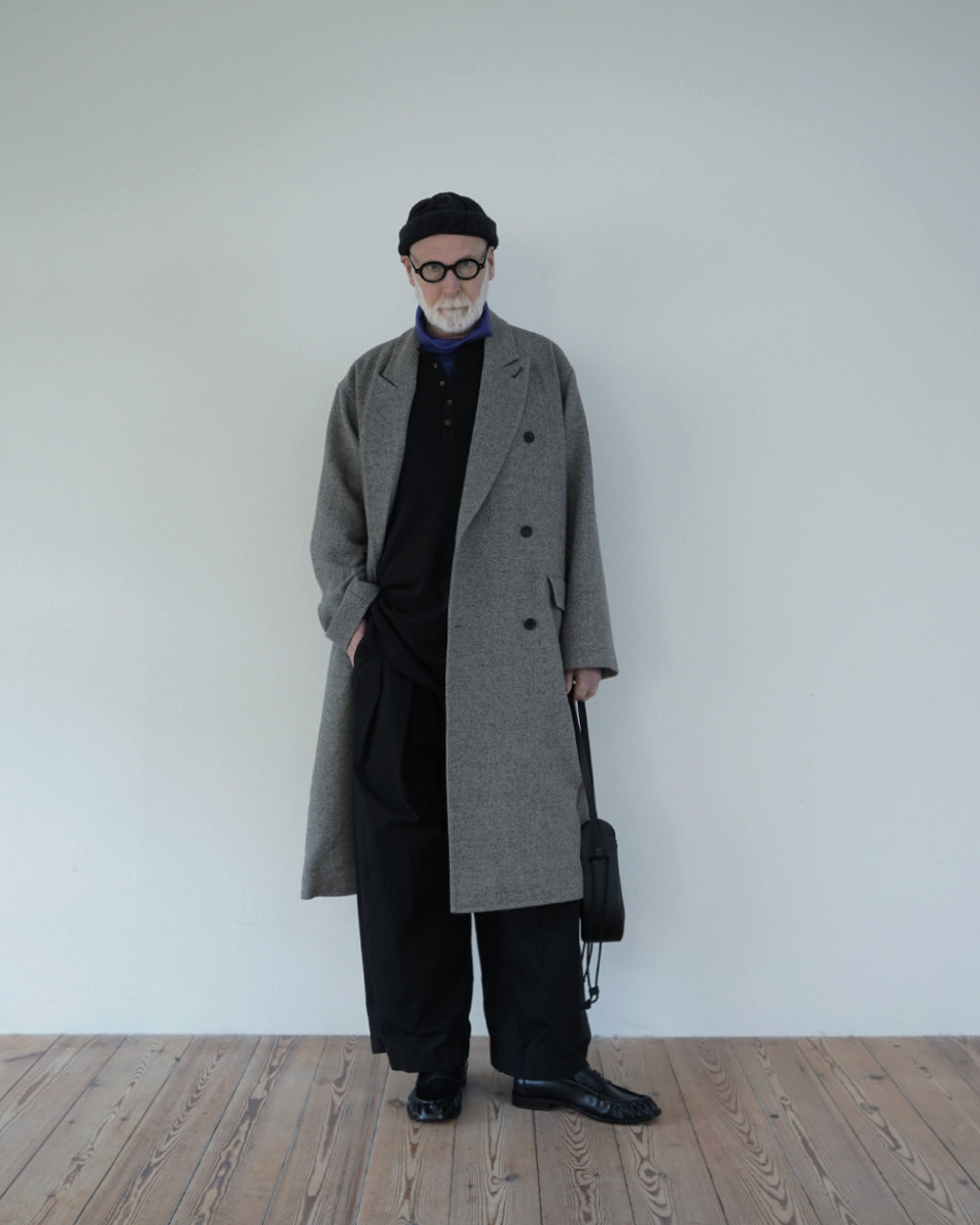 Wool Blend Double-Breasted Long Coat <#greige>