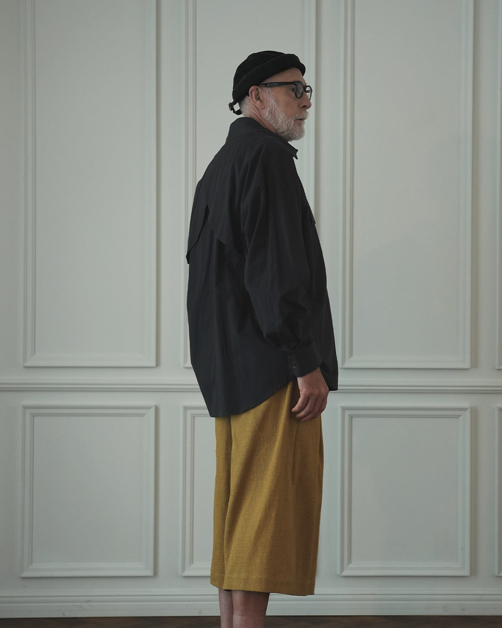 Layered Design Dress Military Shirt <#beige>