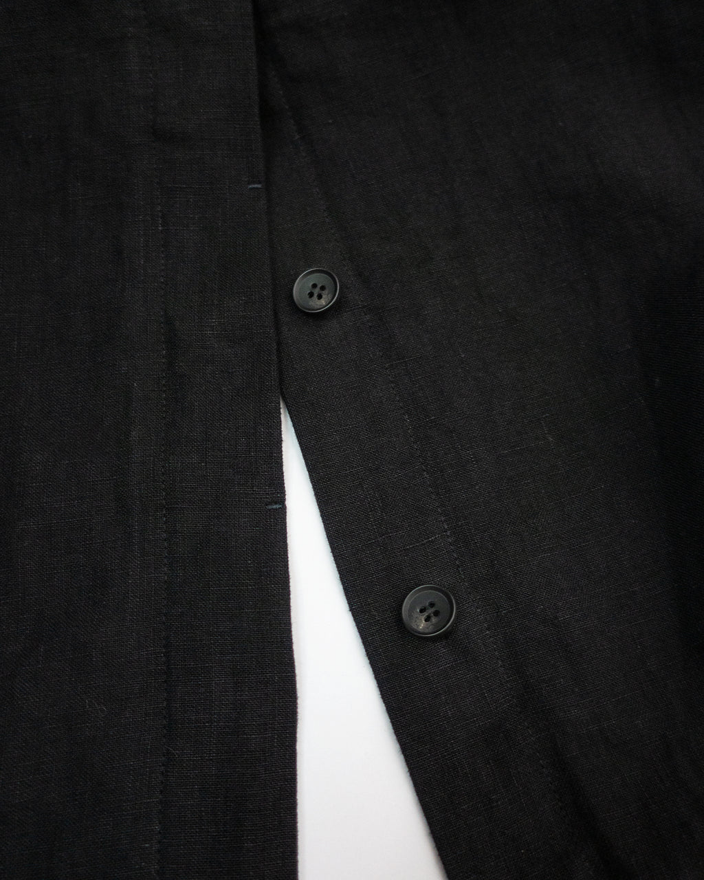French Linen Back-Open Button Design Semi-Double Jacket <#black>