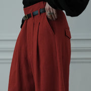 High Waist 2 Tuck Wide Half Trousers.