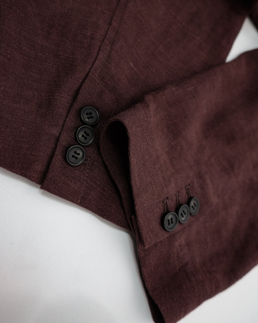 French Linen Back-Open Button Design Semi-Double Jacket <#burgundy>
