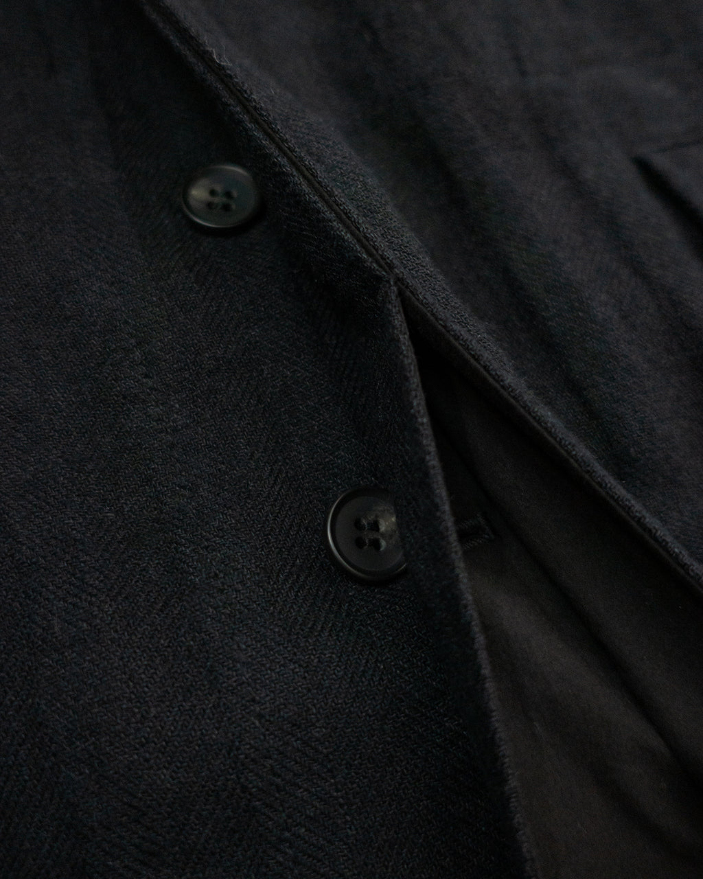 Linen Herringbone M-43 Field Jacket <#black>