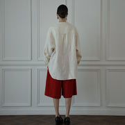 Band Collar Henley Neck Like Atelier Shirt.