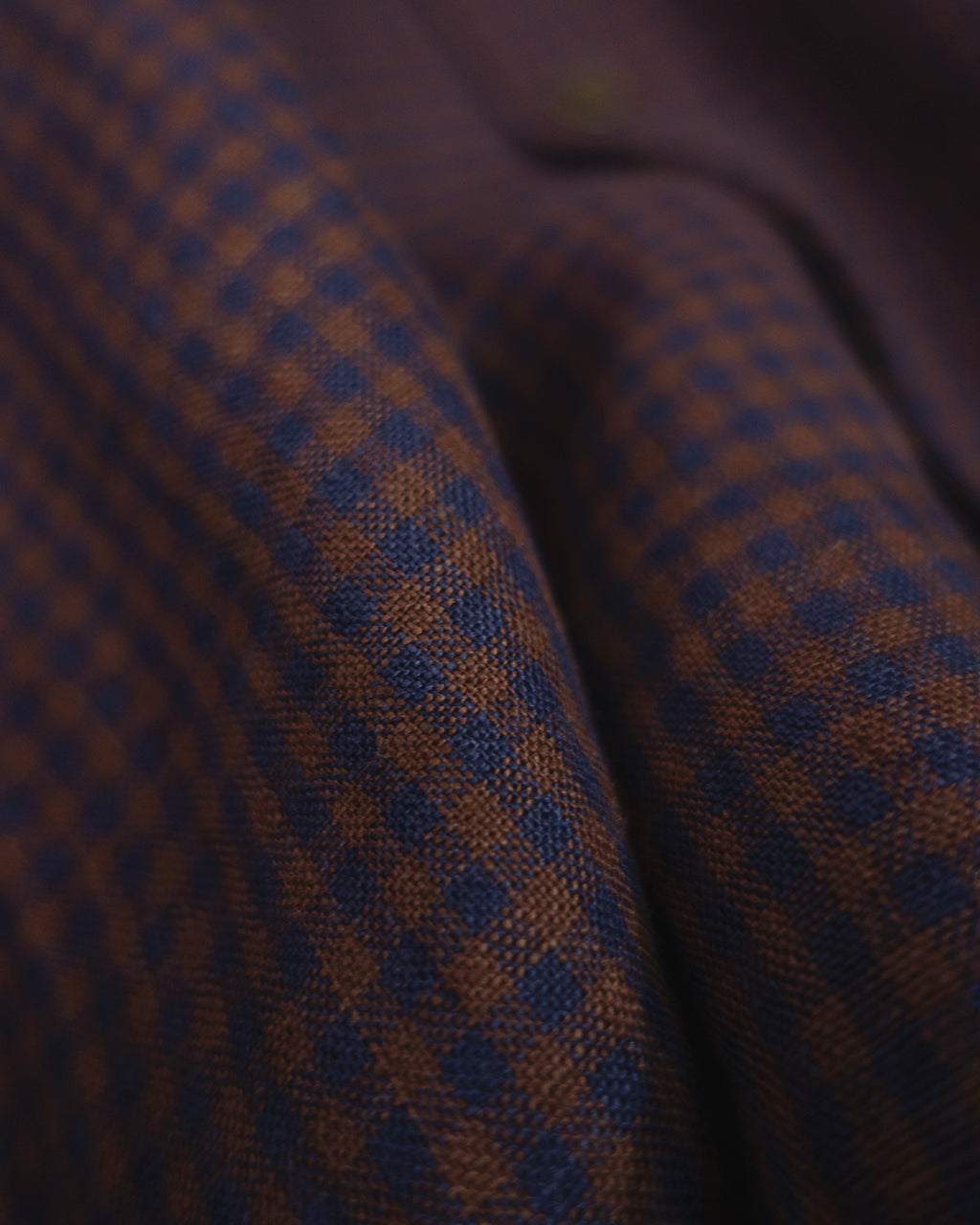 Wash Linen Open Collar 3/4 Sleeve Sleeping Shirt <#brown×navy>
