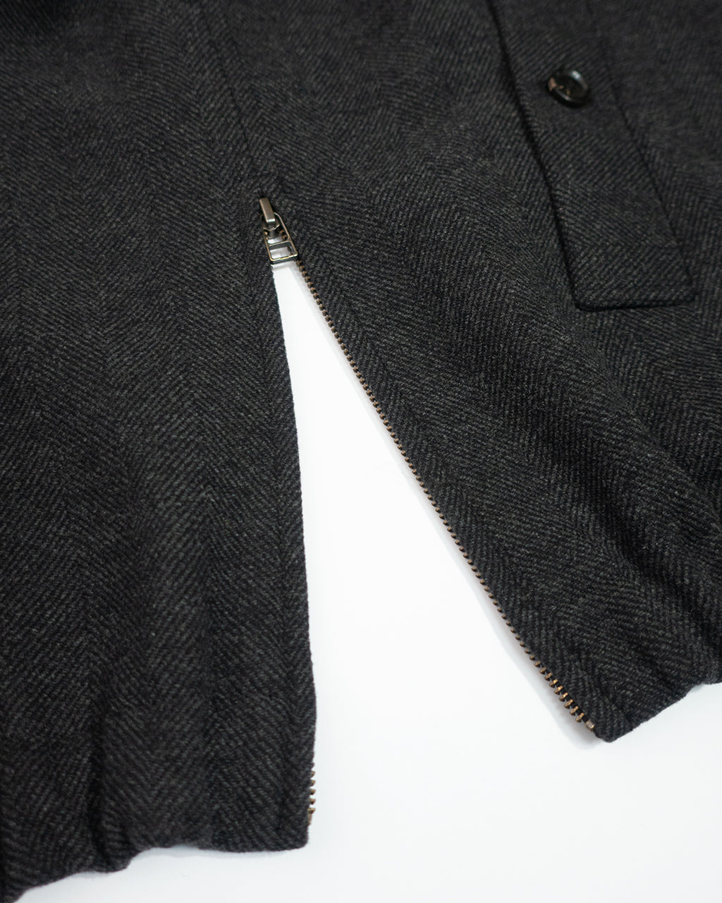 Wool Blend Herringbone Tweed Volume Zip Blouson <#black>