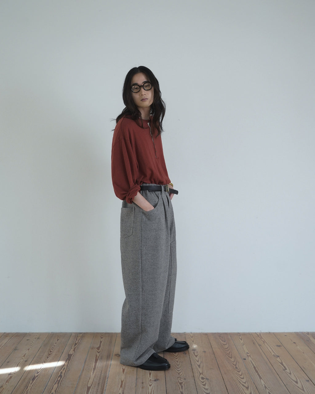 Wool Blend Tweed Double-Knee Painter's Work Pants <#greige>