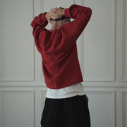 Crew Neck LS Tuck Rib Pullover.