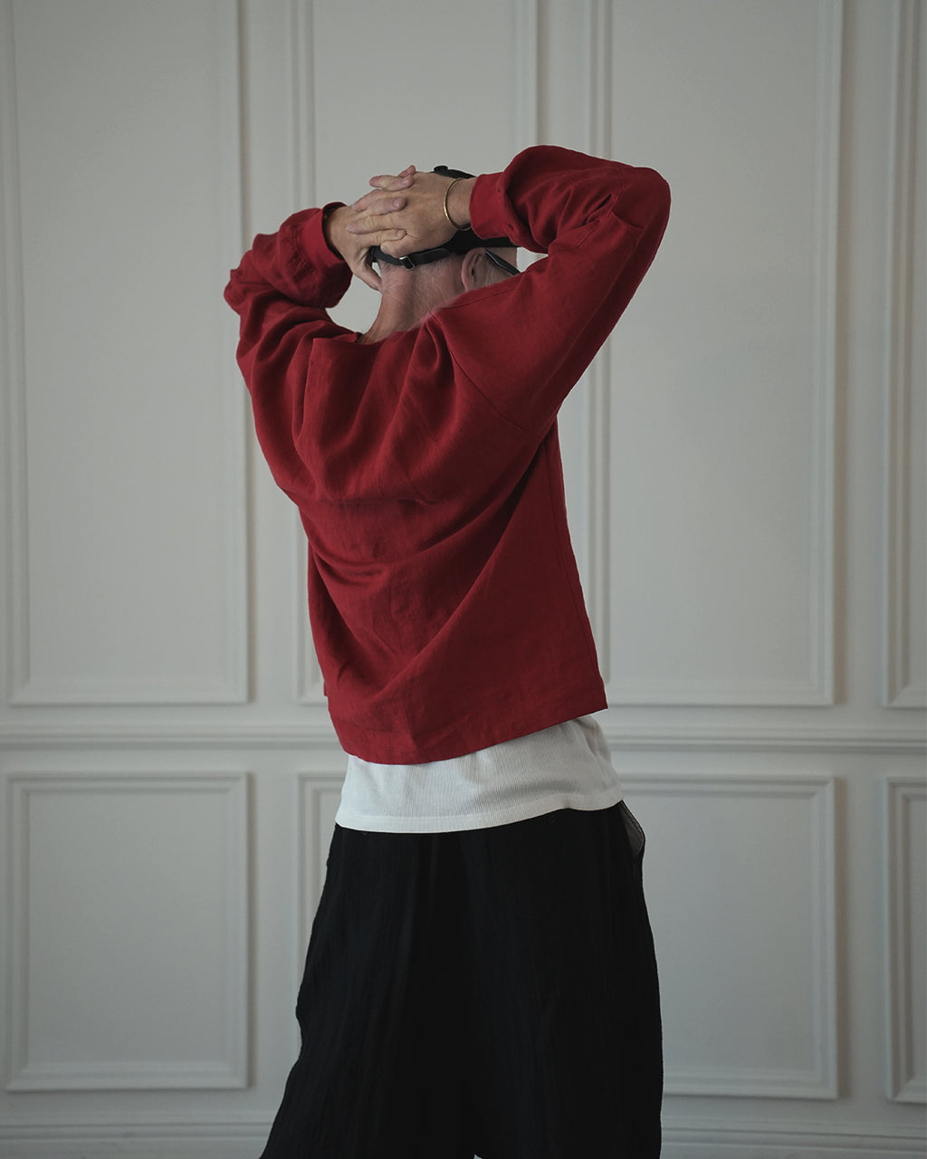 Crew Neck LS Tuck Rib Pullover.