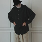 Band Collar Henley Neck Like Atelier Shirt.
