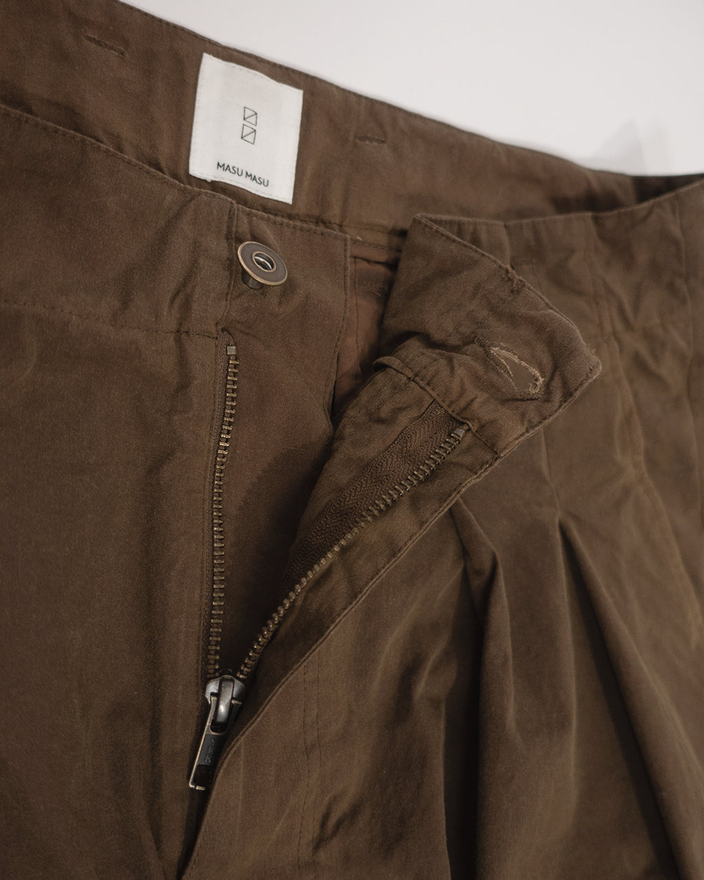 Oiled Wax Washed Moleskin Wide Baggy Pants <#camel>