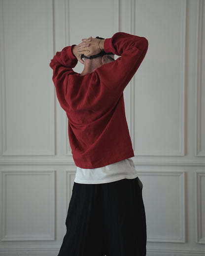 Crew Neck LS Tuck Rib Pullover