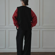 Button Design Crew Neck Vest.
