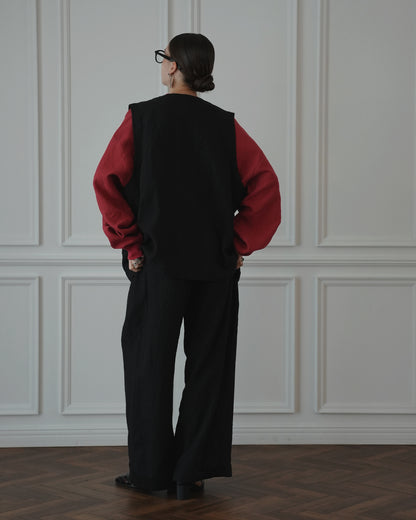 Button Design Crew Neck Vest.