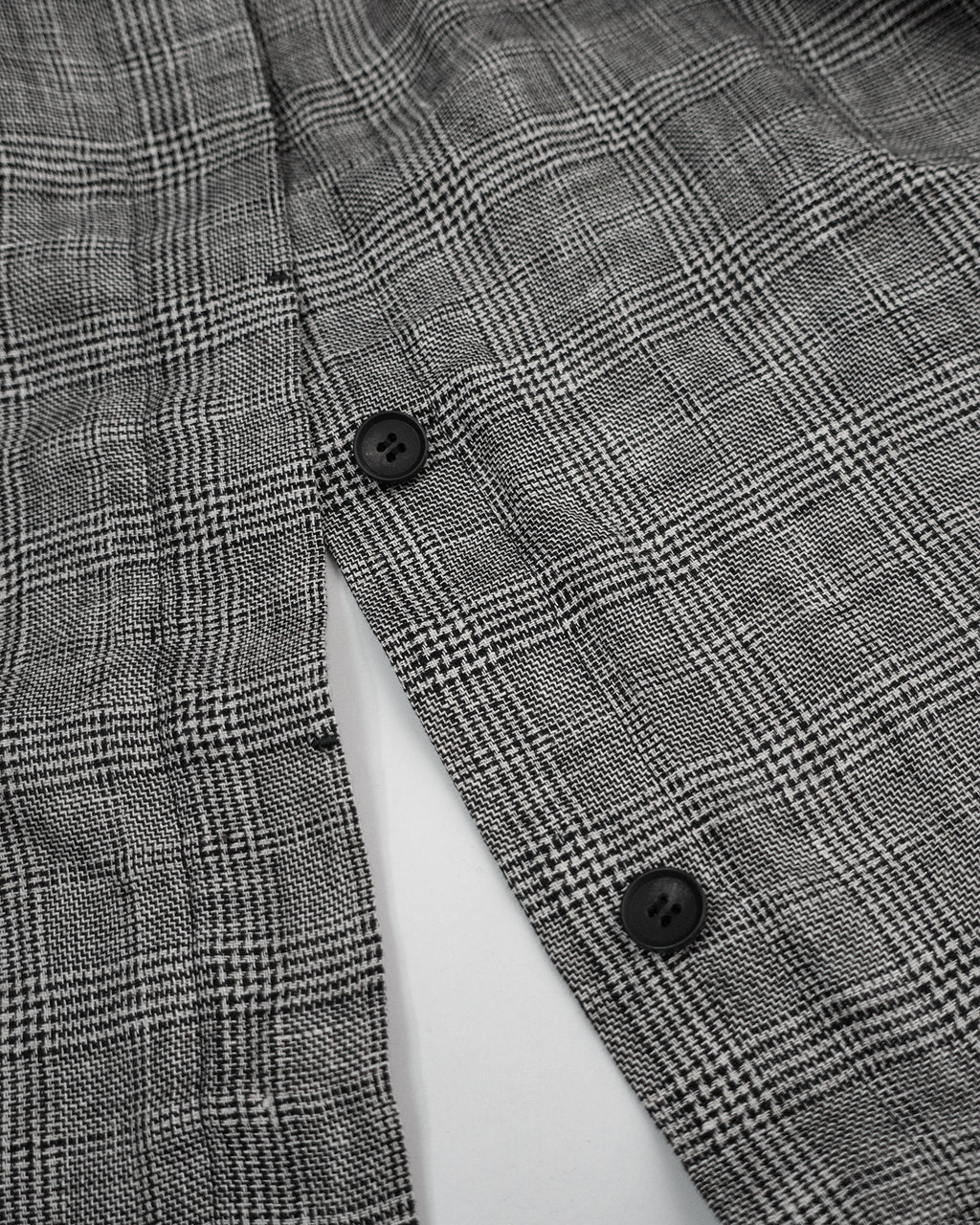 Glen Check Linen Back-Open Button Design Semi-Double Jacket <#glen check>