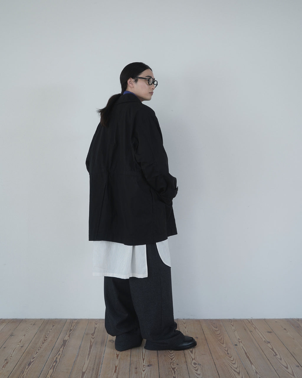Oiled Wax Washed Moleskin 6-pocket Coverall <#black>
