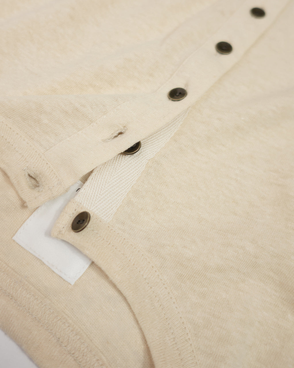 Linen Jersey Henley Neck Middle Length L/S Tee <#ivory>