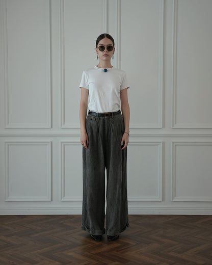 Double Hem Coin Pocket 2Tuck Wide Slacks.