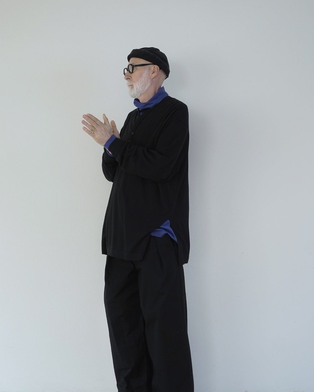 Super100s WOOL Plating Turtleneck L/S Logo TEE <#royal blue>