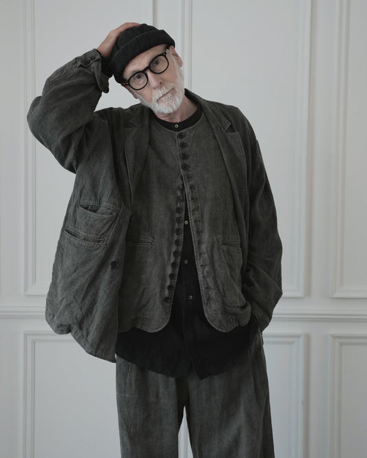 Back-Open Peak Lapel Double-Breasted Over Jacket.