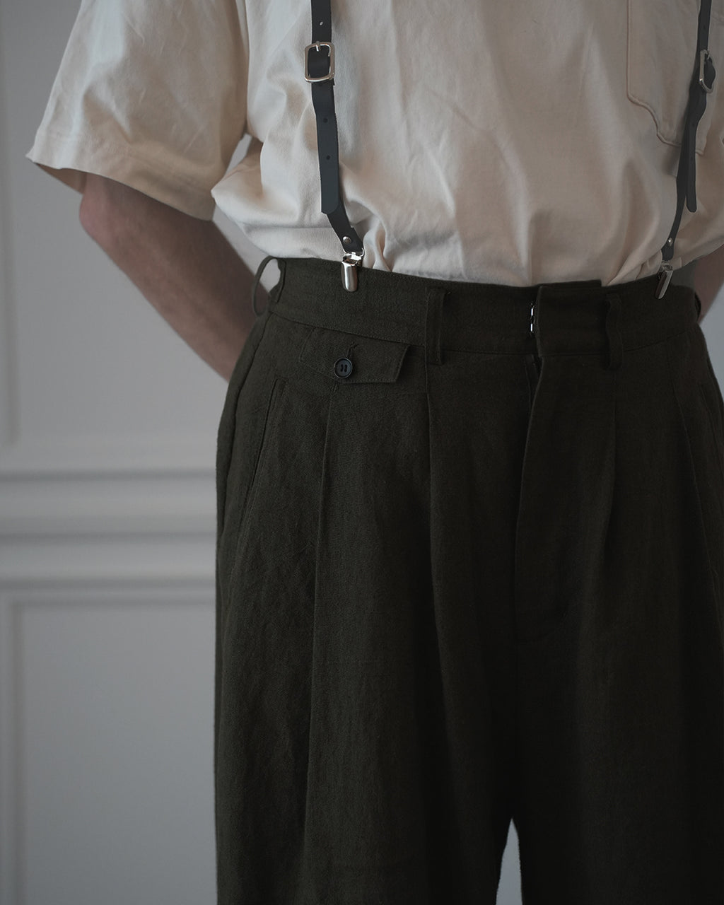 Double Hem Coin Pocket 2Tuck Wide Slacks.