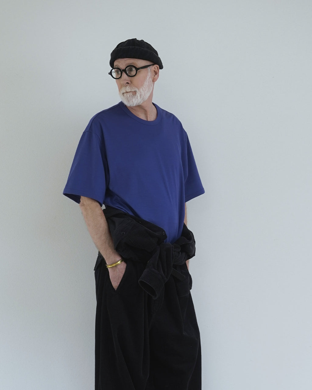 Super100s WOOL Plating Jersey S/S Logo TEE <#royal blue>