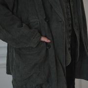 Back-Open Peak Lapel Double-Breasted Over Jacket.