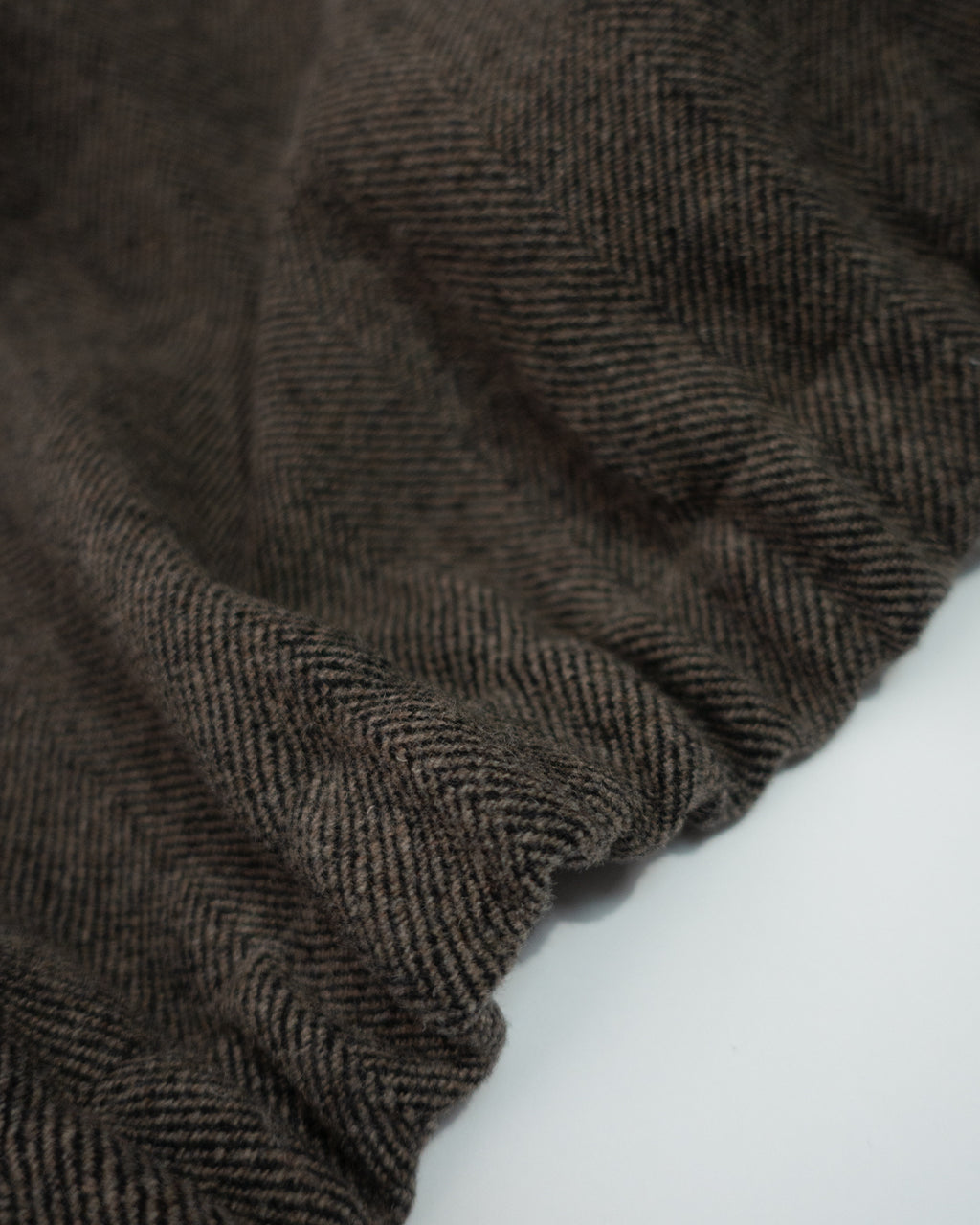 Wool Blend Herringbone Tweed Volume Zip Blouson <#brown>