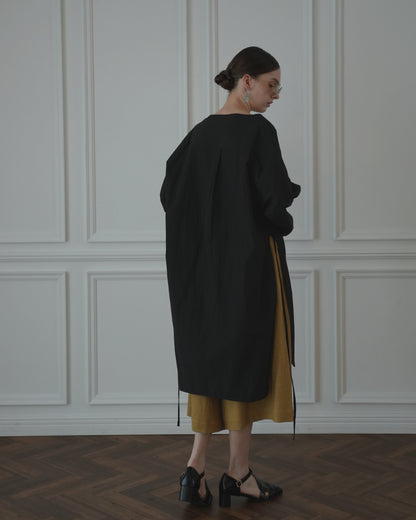 Key Neck Side Slit Long Length Pullover Shirt.