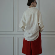 Band Collar Henley Neck Like Atelier Shirt.