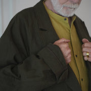 Back-Open Peak Lapel Double-Breasted Over Jacket.