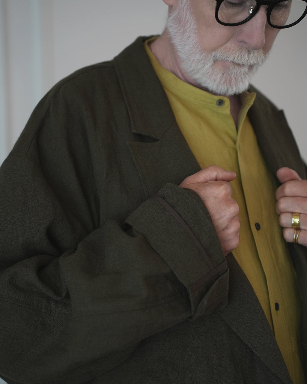 Back-Open Peak Lapel Double-Breasted Over Jacket.