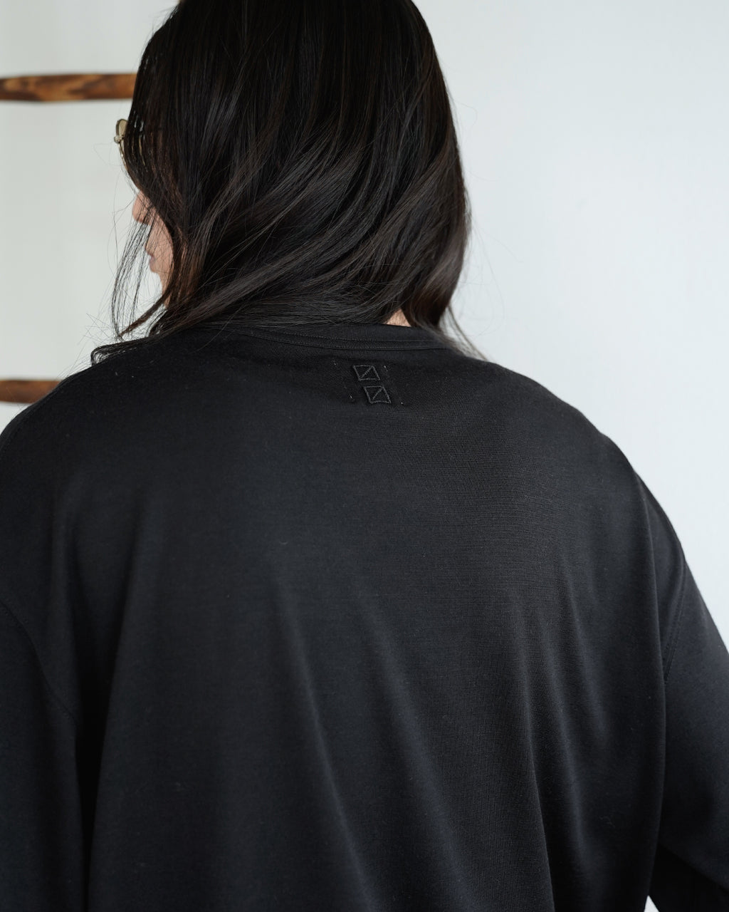 Super100s WOOL Plating Jersey S/S Logo TEE <#black>