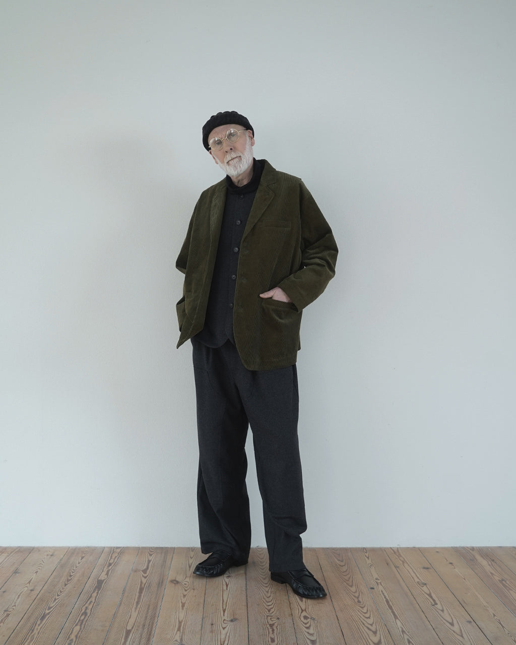 Wool Blend Tweed Double-Knee Painter's Work Pants <#black>