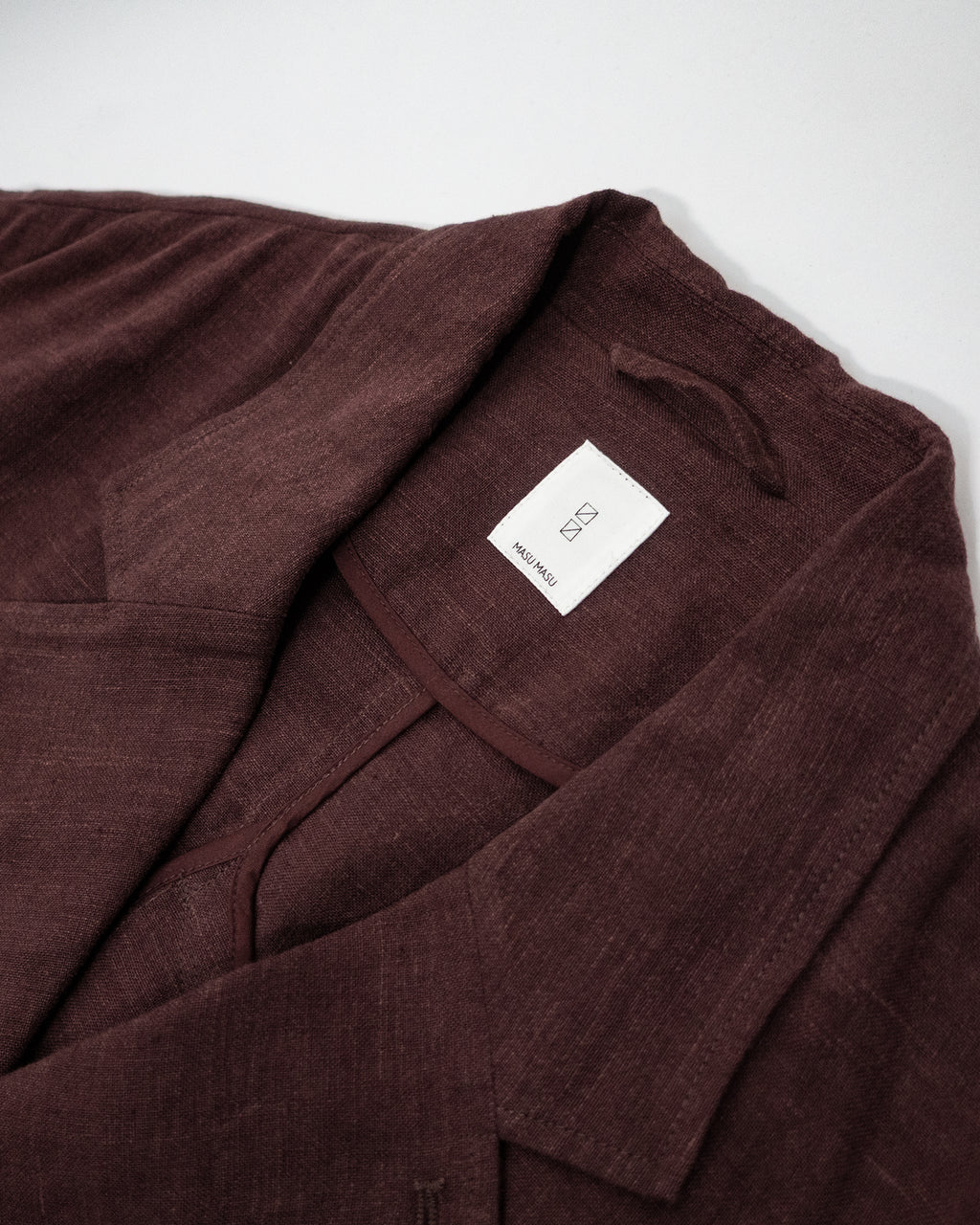 French Linen Back-Open Button Design Semi-Double Jacket <#burgundy>