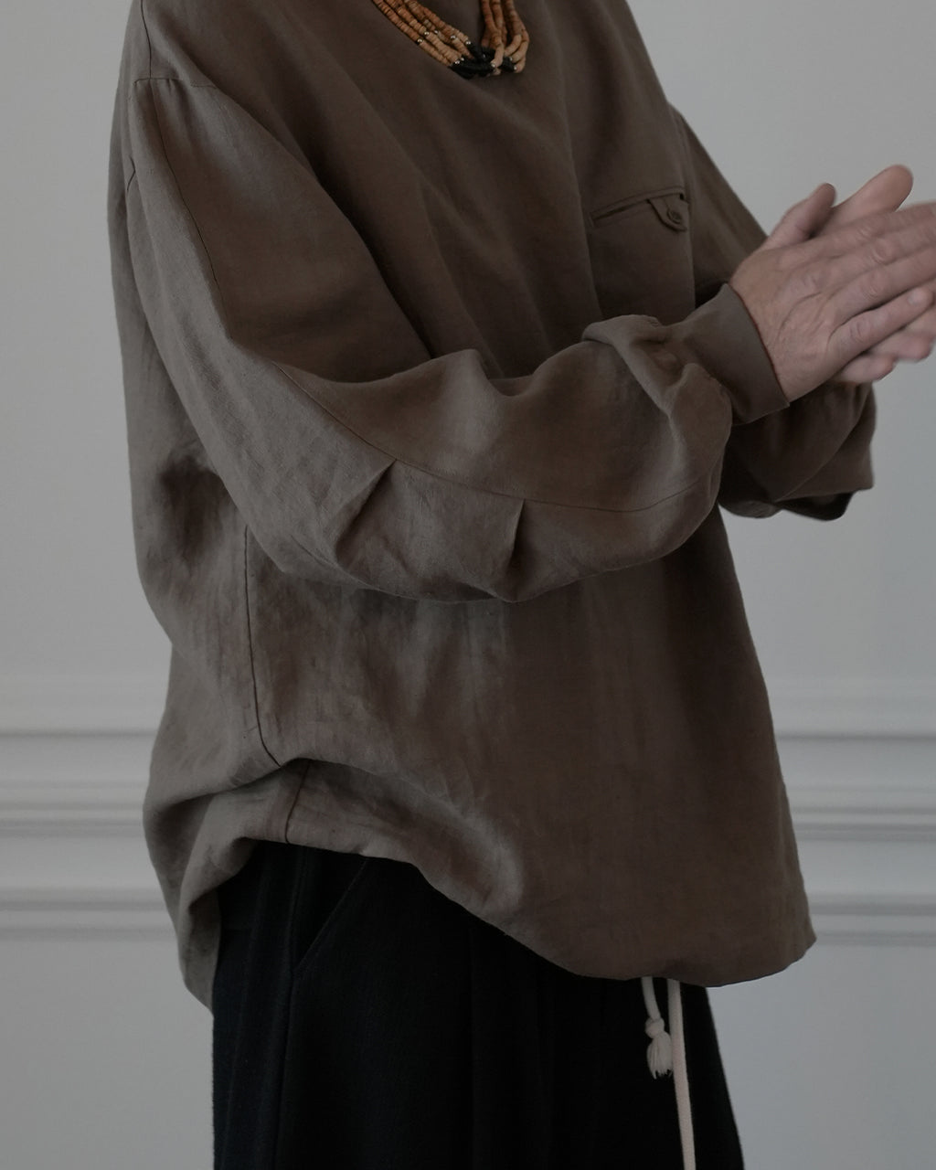 Crew Neck LS Tuck Rib Pullover.