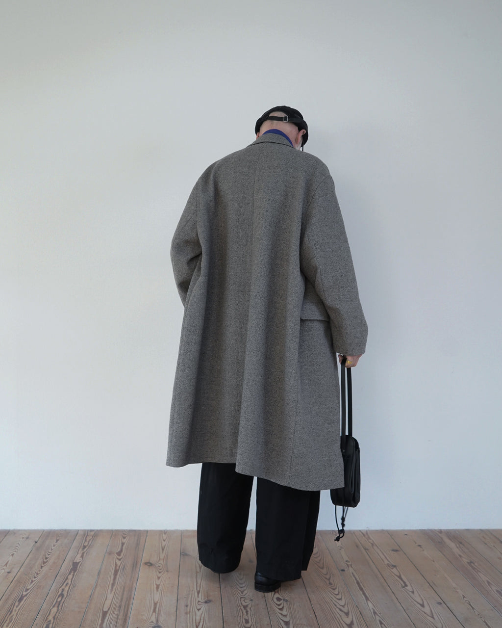 Wool Blend Double-Breasted Long Coat <#greige>