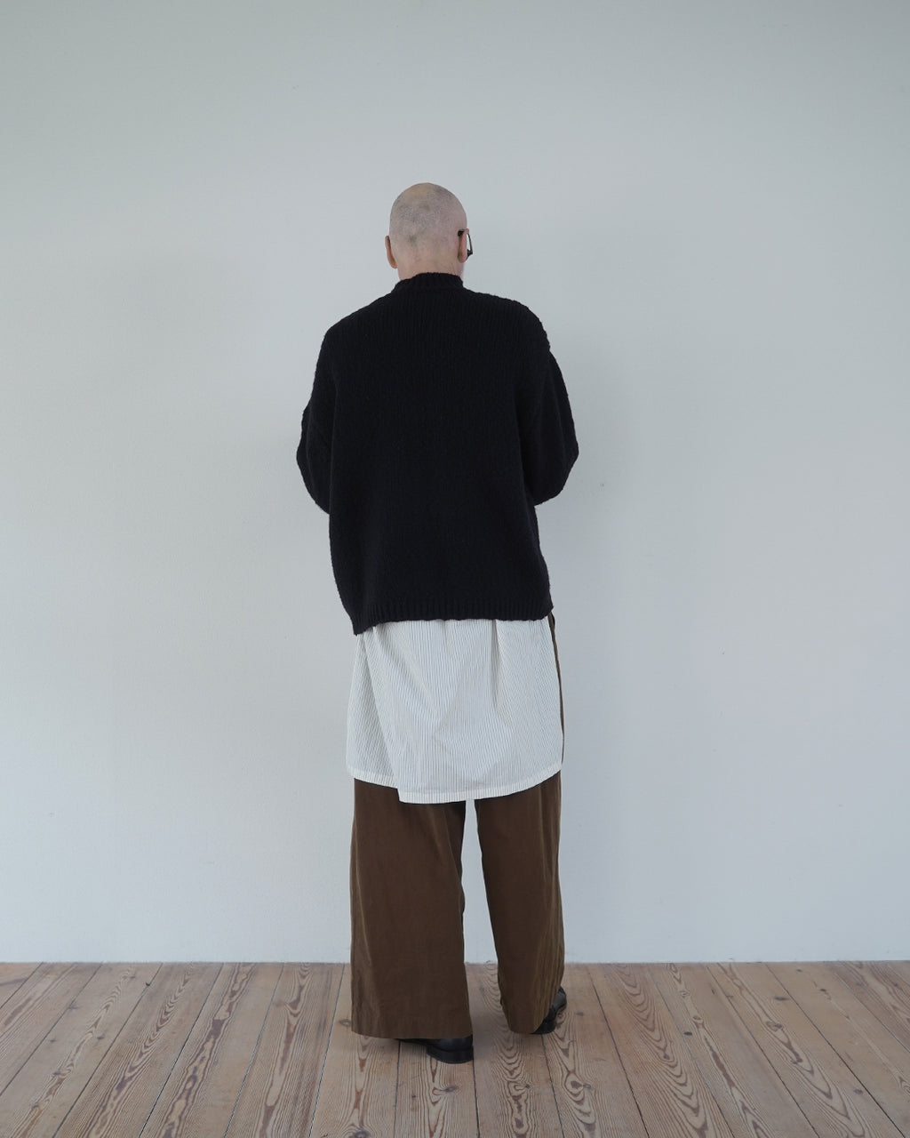 Wool Blend High Neck Hand-like Knit / Sweater <#black>