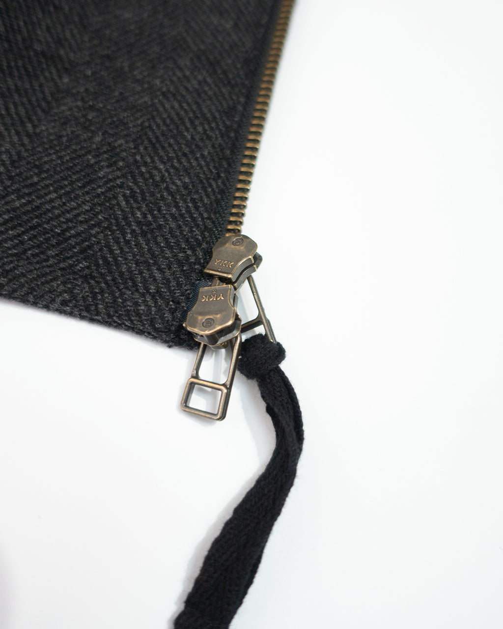 Wool Blend Herringbone Tweed Volume Zip Blouson <#black>