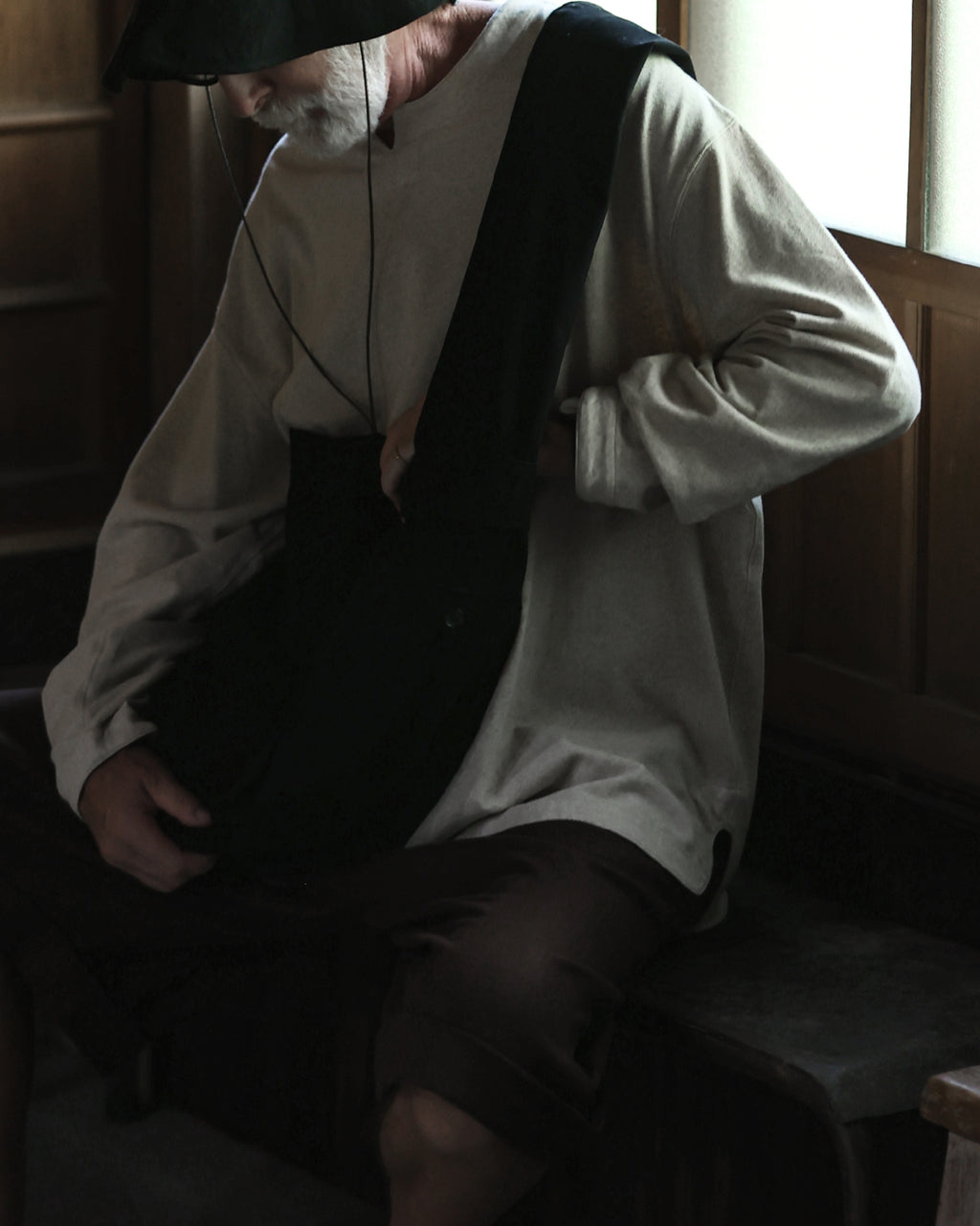 Cotton Canvas News Paper Bag <#black>