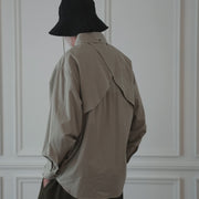 Layered Design Dress Military Shirt.