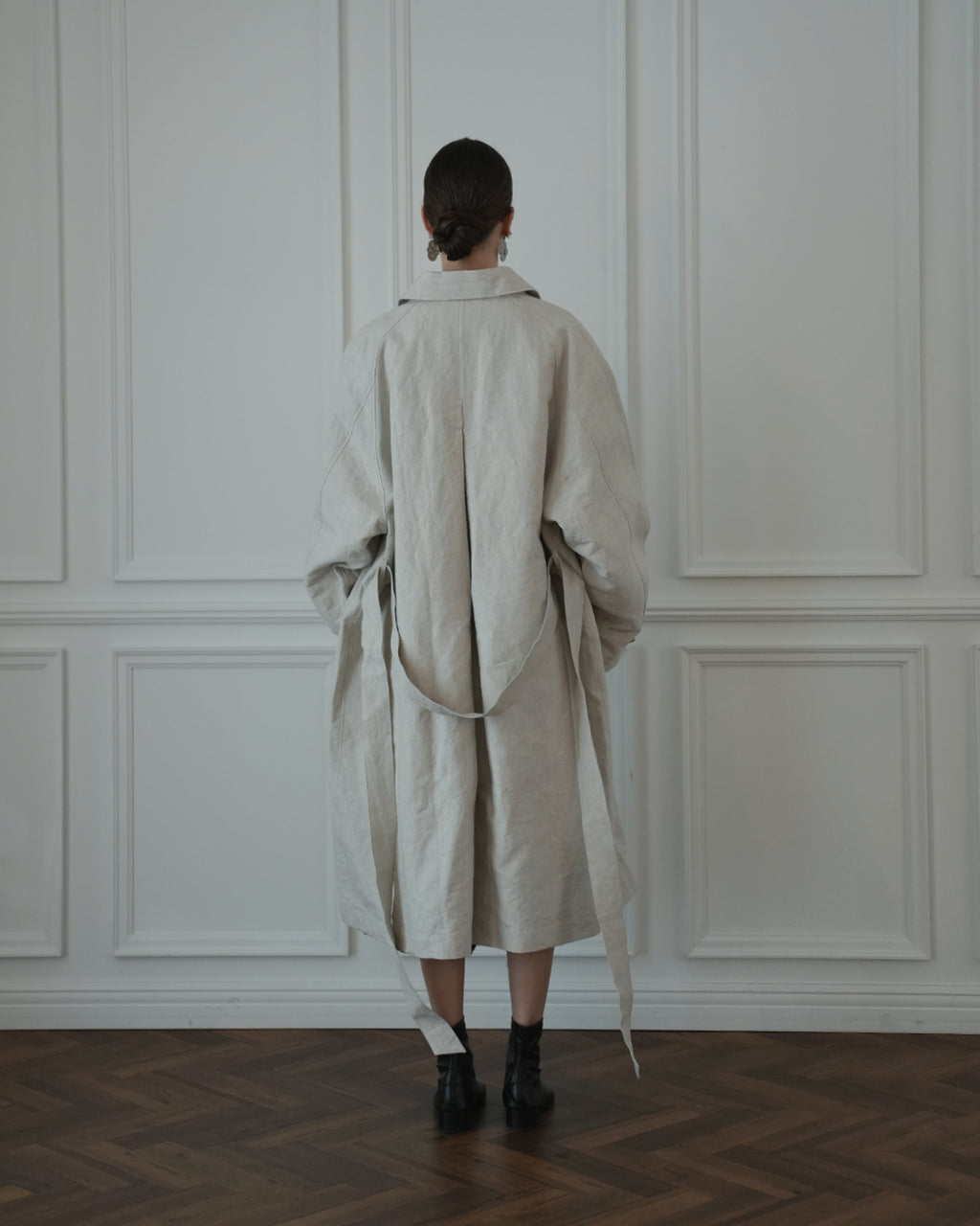Back Flare A-Line Officer Bal Collar Coat.