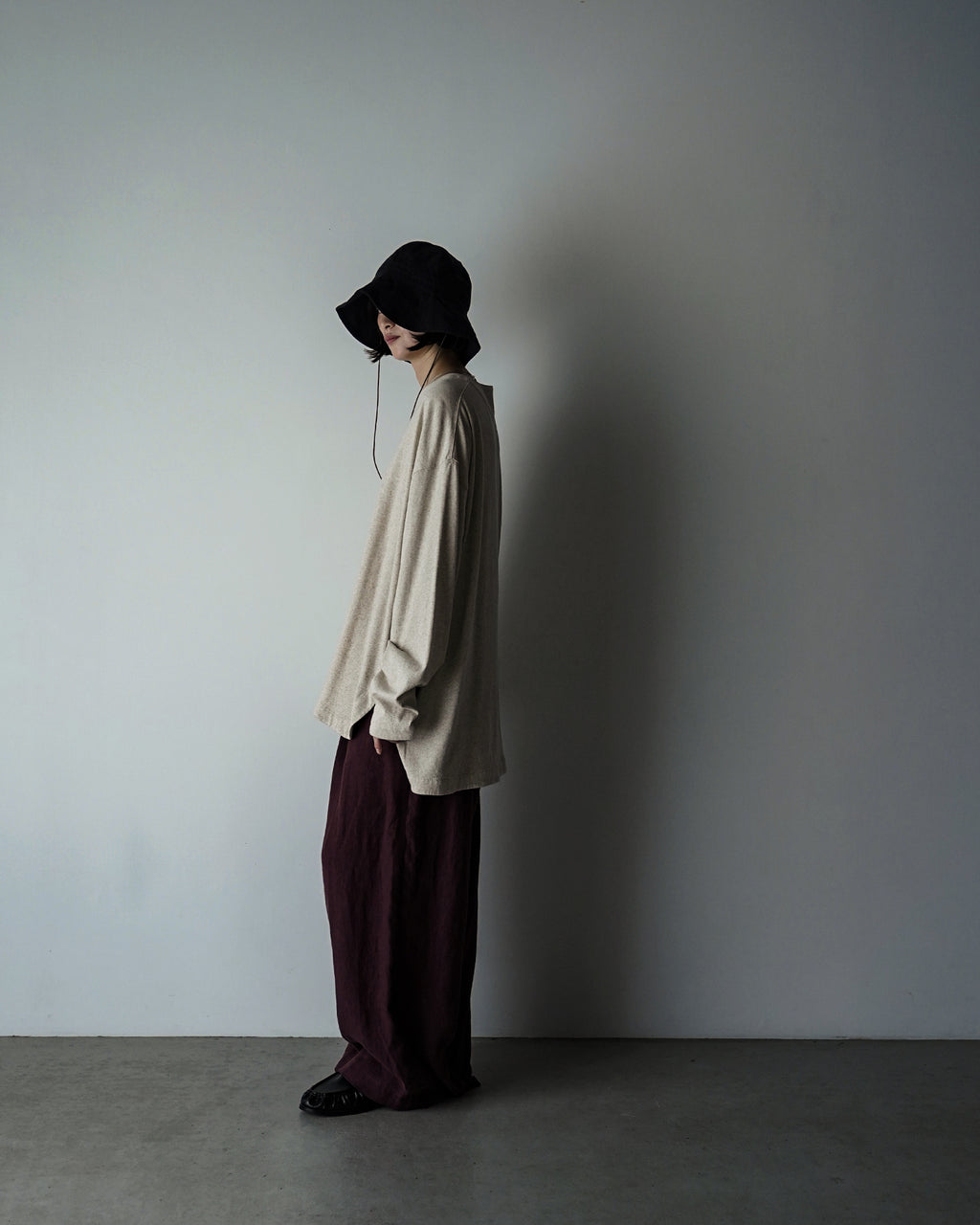 Cotton Linen Hem Round Skipper Long-Sleeve Tee <#ivory>