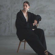 Back-Open Peak Lapel Double-Breasted Over Jacket.