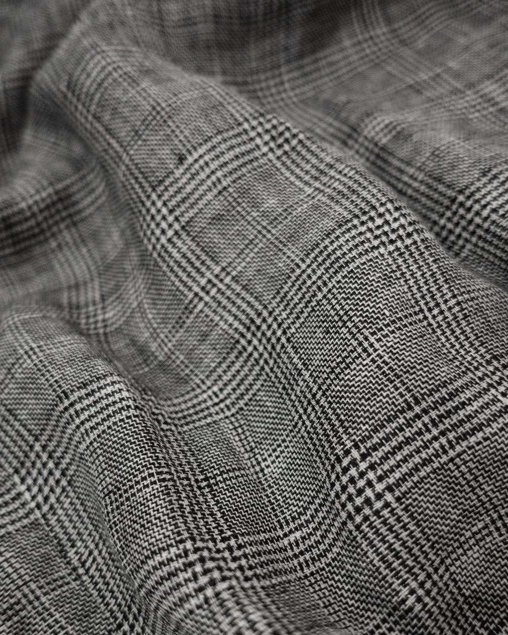 Glen Check Linen Back-Open Button Design Semi-Double Jacket <#glen check>