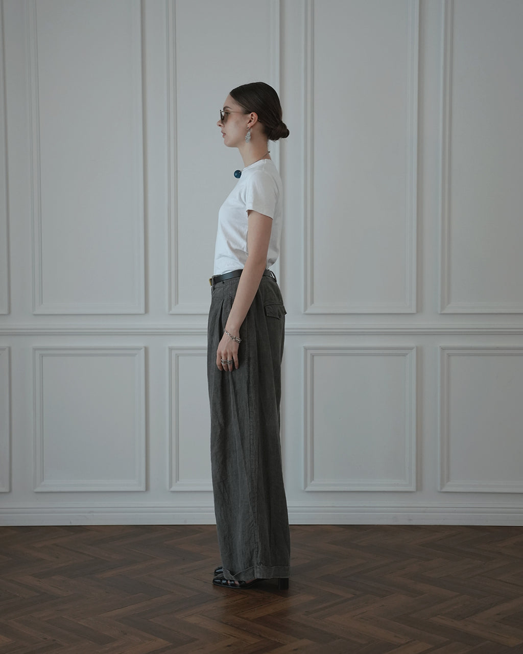 Double Hem Coin Pocket 2Tuck Wide Slacks.