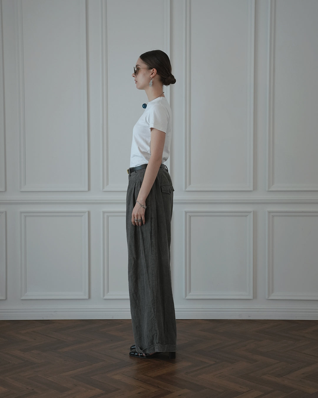 Double Hem Coin Pocket 2Tuck Wide Slacks.