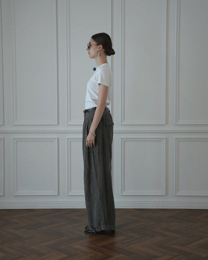 Double Hem Coin Pocket 2Tuck Wide Slacks.