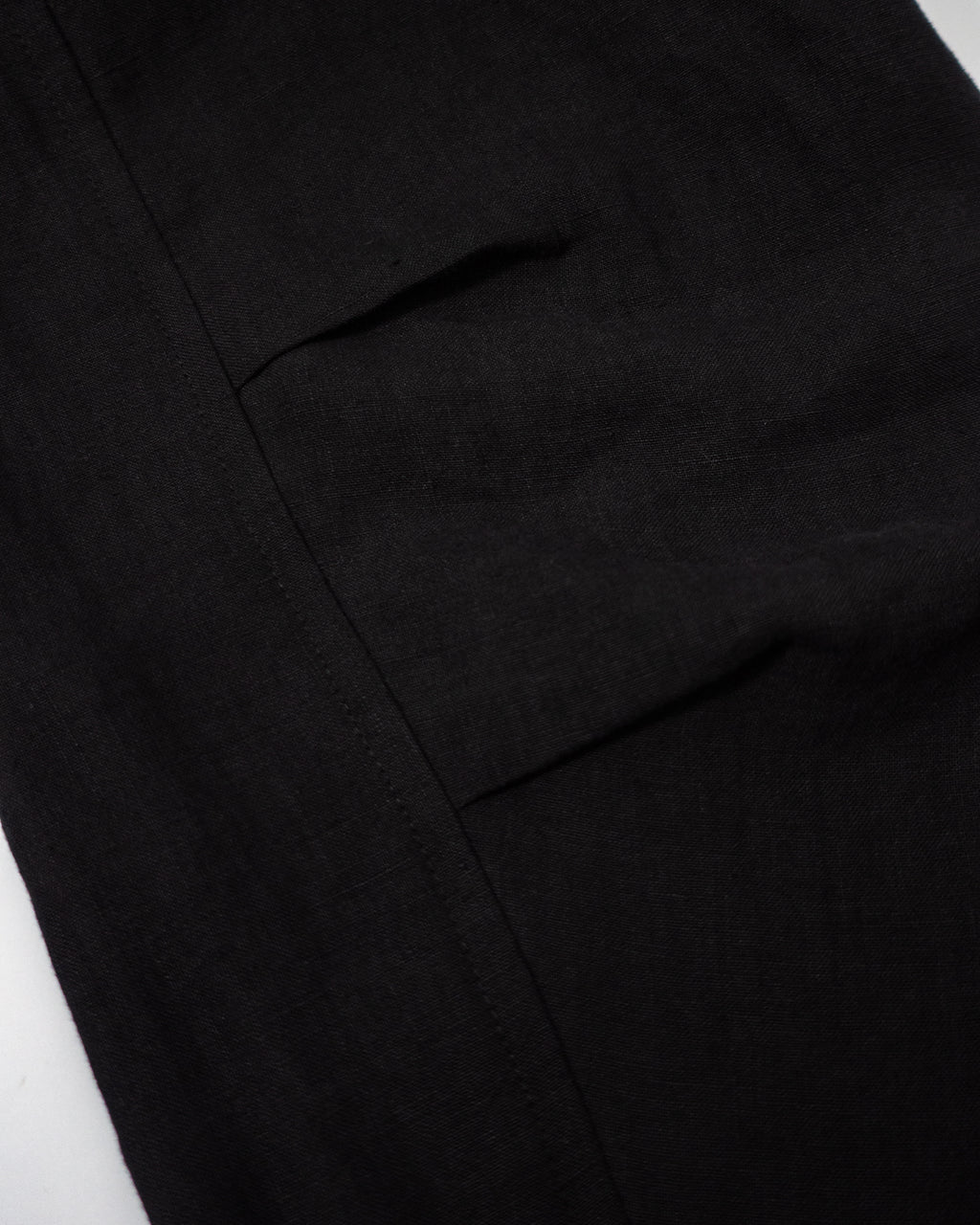 Wash Linen Band Collar Long-Sleeve Jumpsuit <#black>